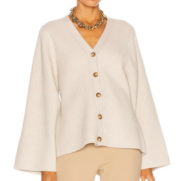 Women's Beige Toteme Cardigan Sweater - Picture 4 of 6